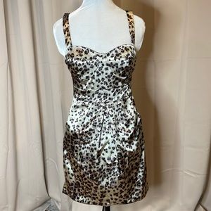 Size M Charlotte Russe sage black and purple animal print satin dress